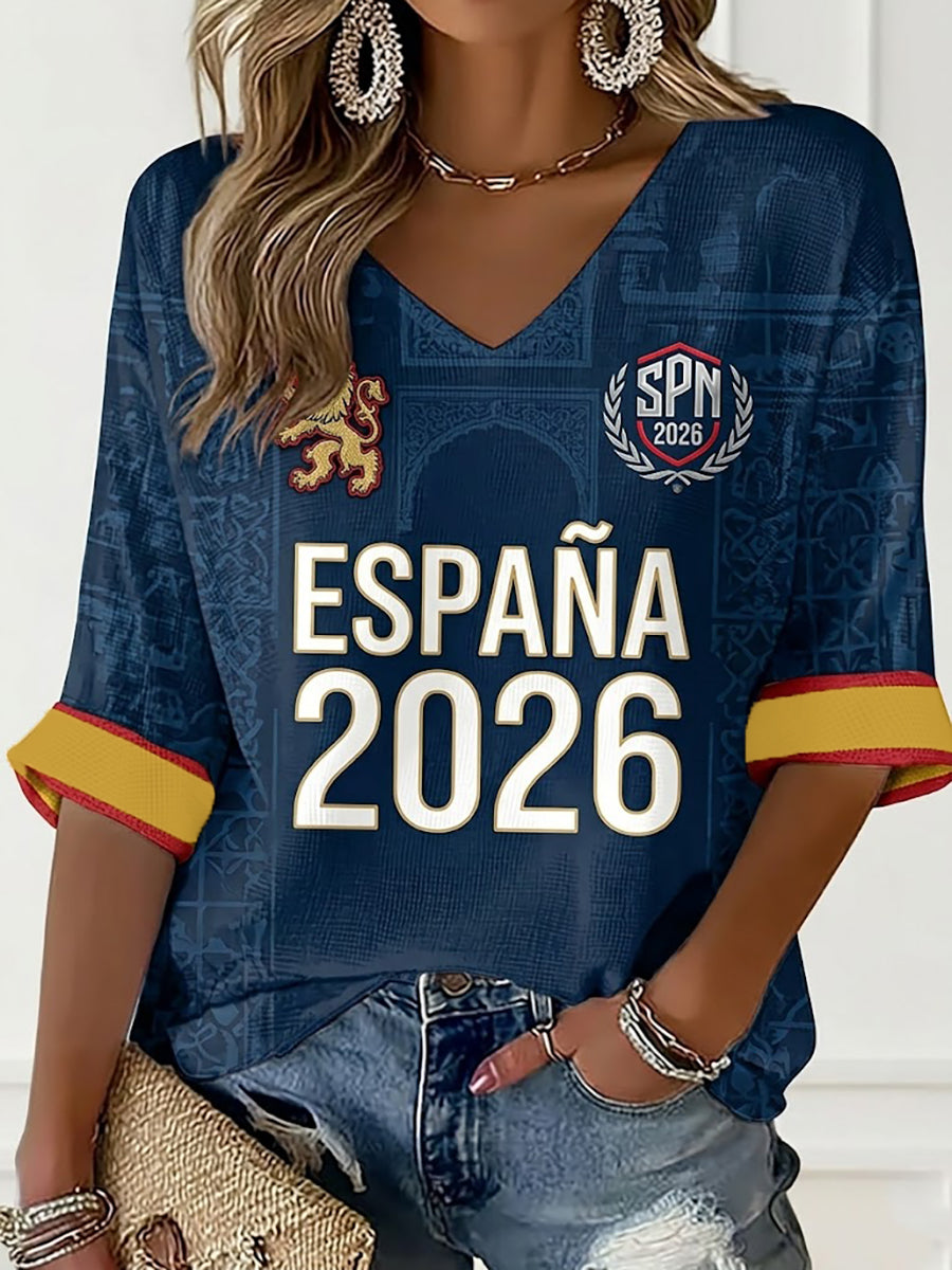 Camiseta de gofre para aficionadas al fútbol de España 2026
