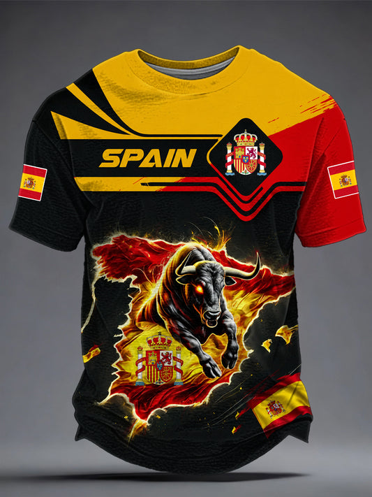 Camiseta estampada de fútbol español para hombre