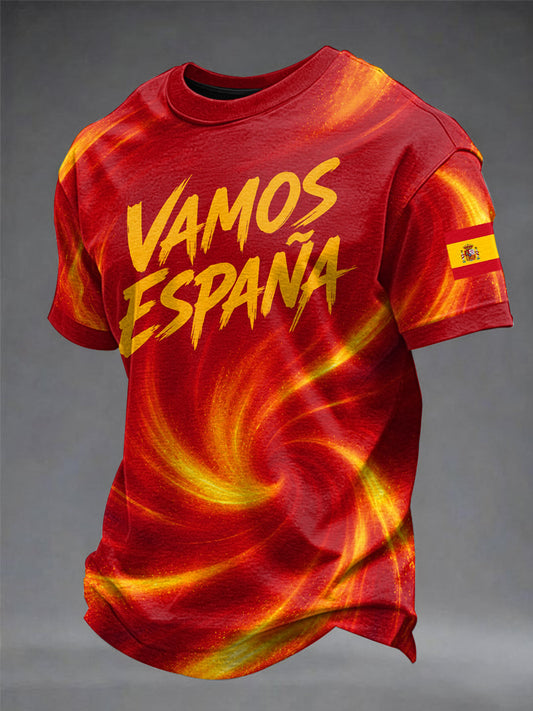 Camiseta estampada de fútbol español para hombre