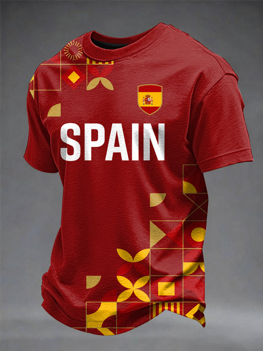 Camiseta estampada de fútbol español para hombre
