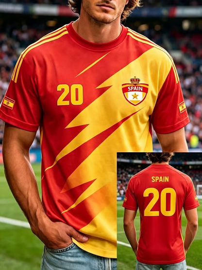 Camiseta de manga corta para hombre con estampado de fútbol español