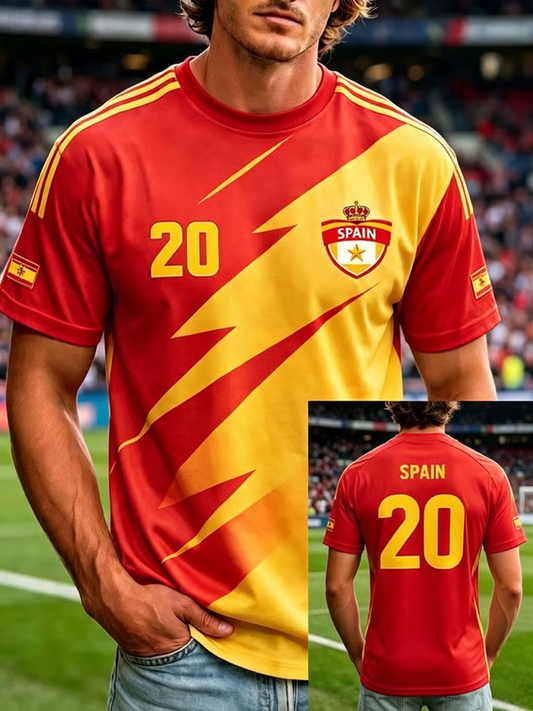 Camiseta de manga corta para hombre con estampado de fútbol español