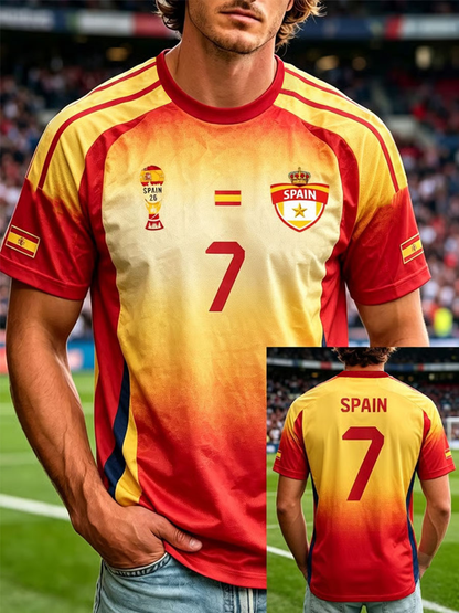 Camiseta de manga corta para hombre con estampado de fútbol español