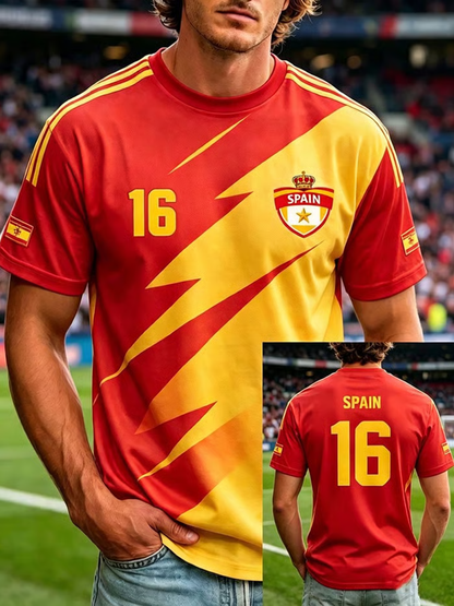 Camiseta de manga corta para hombre con estampado de fútbol español
