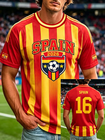 Camiseta de manga corta para hombre con estampado de fútbol español