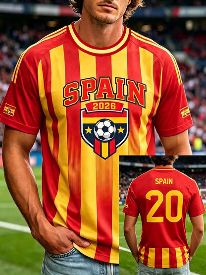 Camiseta de manga corta para hombre con estampado de fútbol español