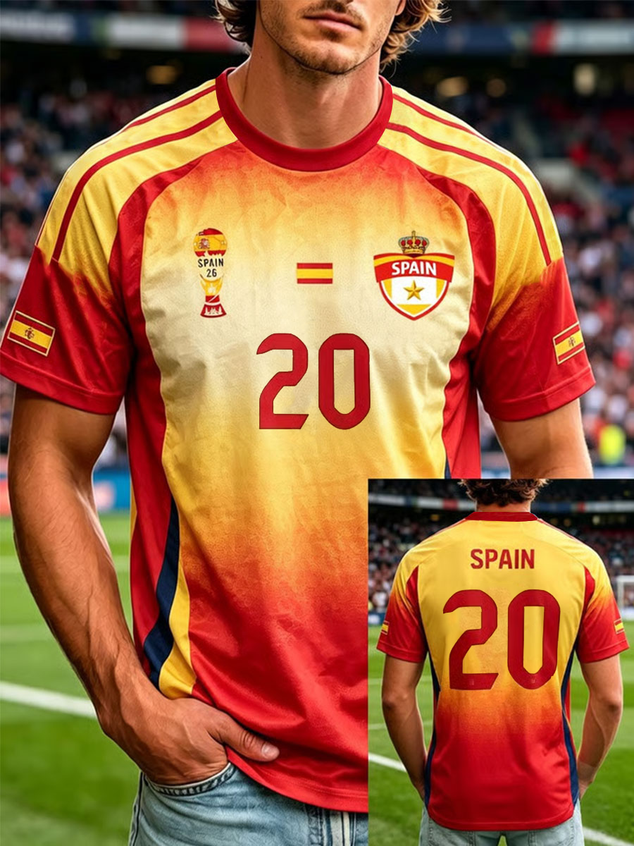 Camiseta de manga corta para hombre con estampado de fútbol español