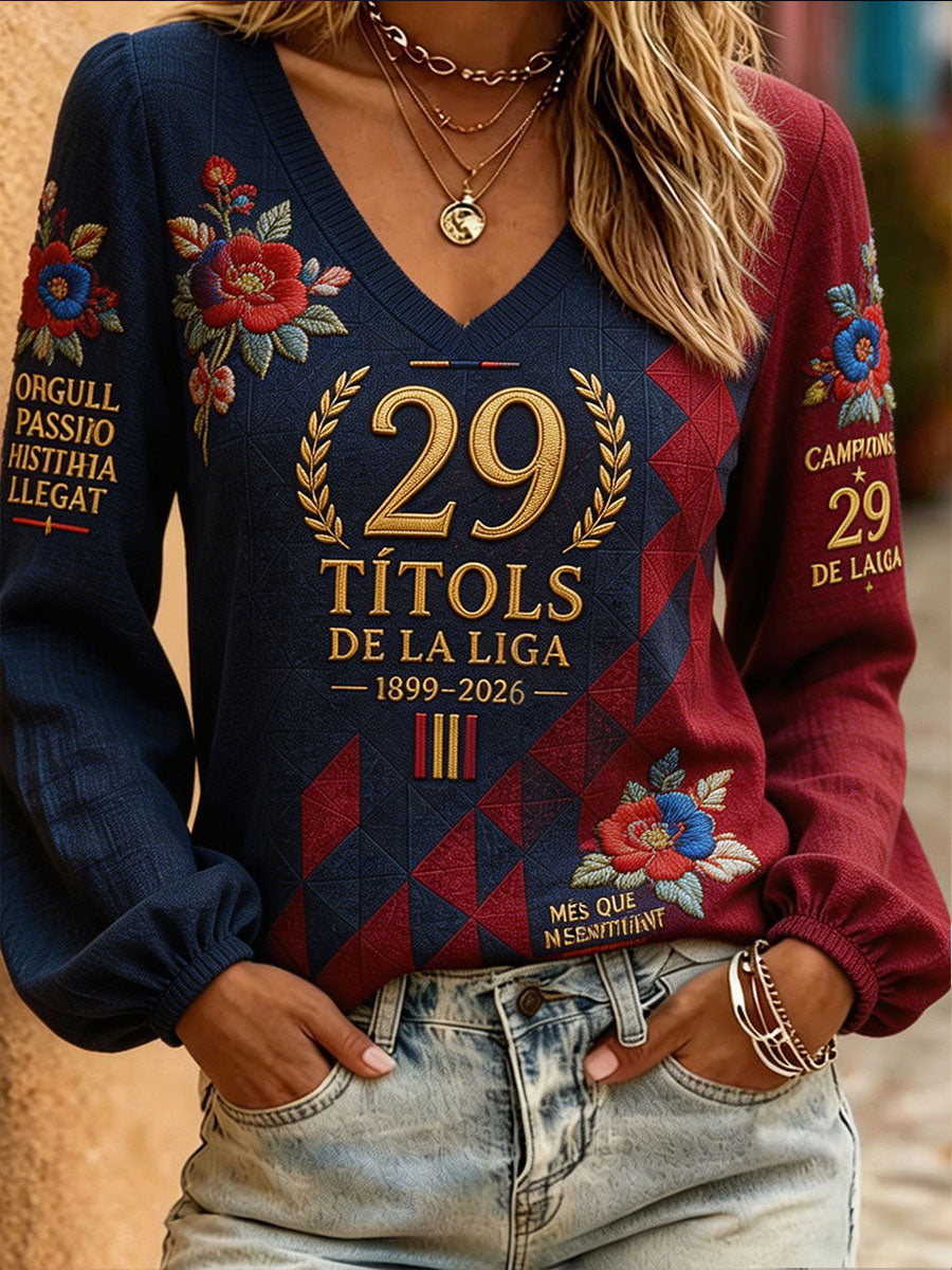 Camiseta de lino con estampado artístico para amantes del fútbol, Orgull de España para mujer