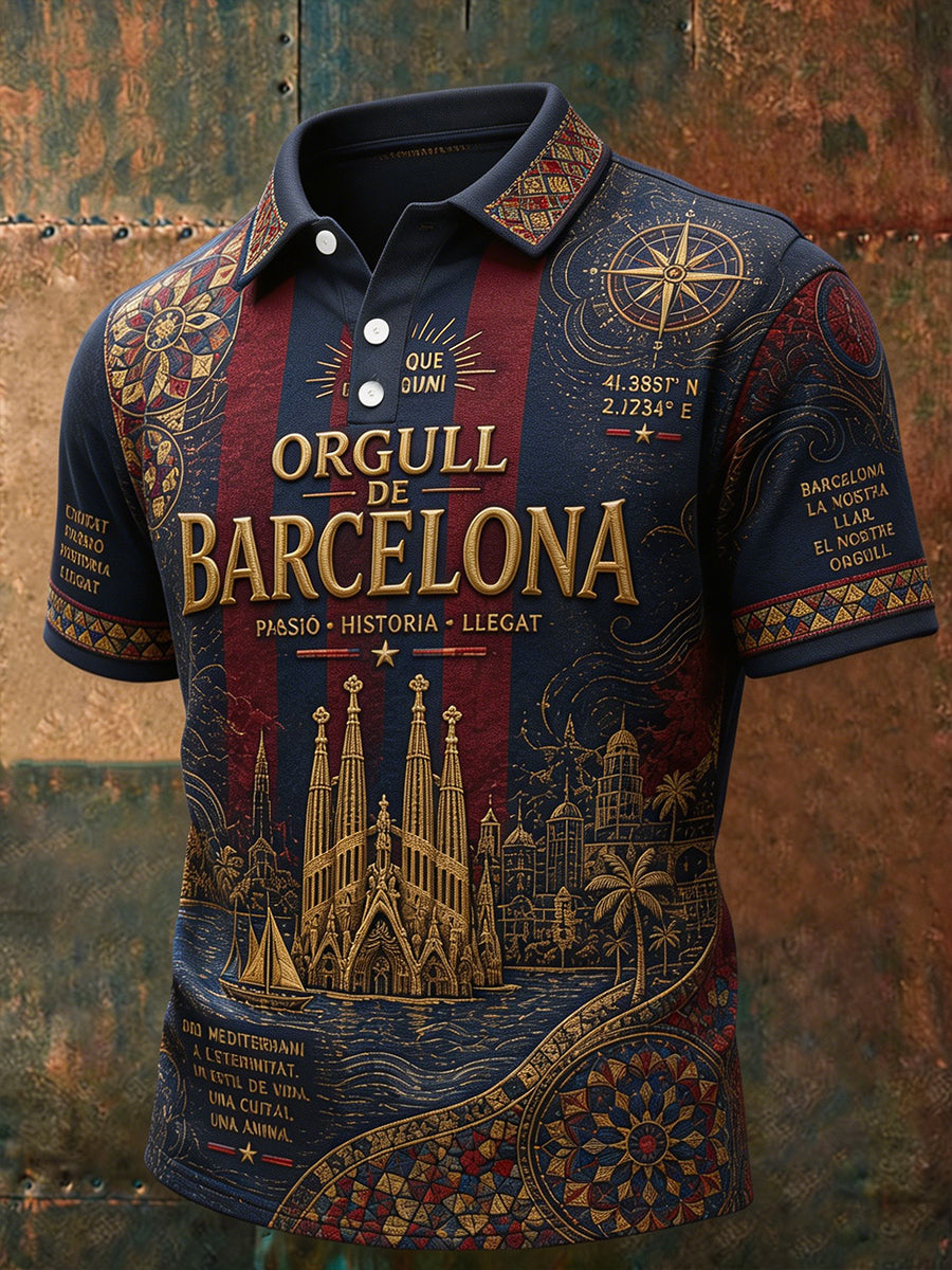 Camisetas casuales estampadas para amantes del fútbol de Barcelona para hombre