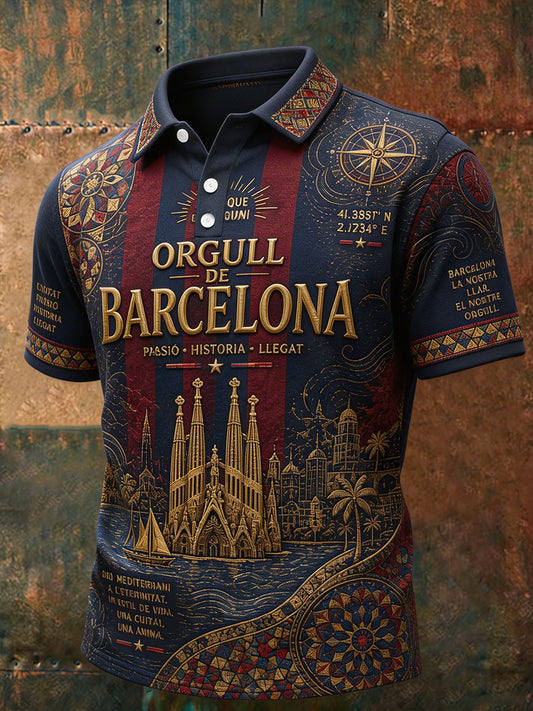 Camisetas casuales estampadas para amantes del fútbol de Barcelona para hombre