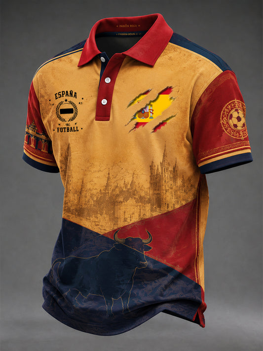Top casual con estampado de fútbol español para hombre
