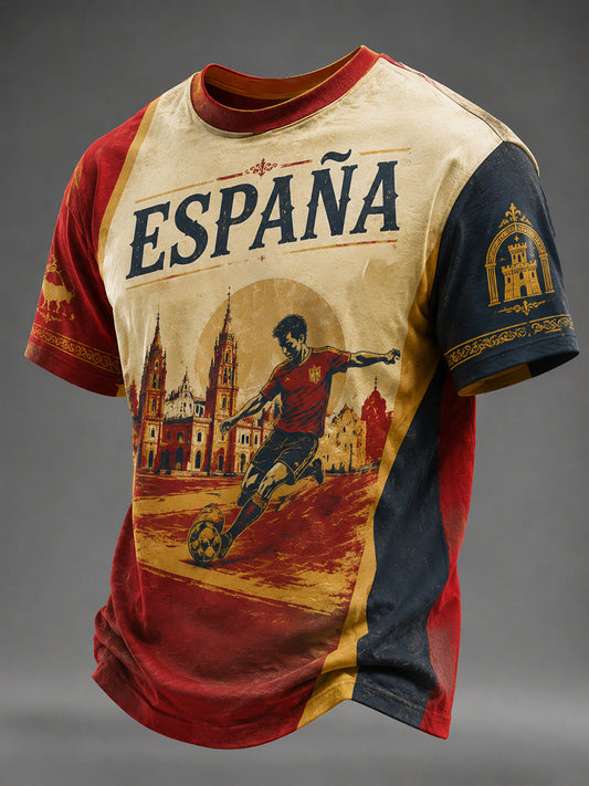 Camiseta estampada de fútbol español para hombre