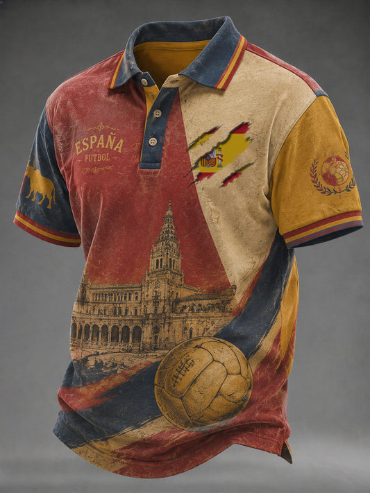 Top casual con estampado de fútbol español para hombre
