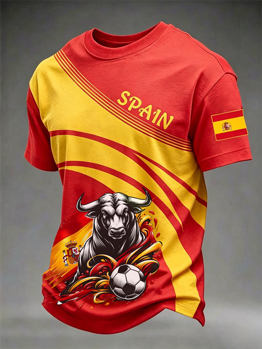 Camiseta casual con estampado para hombres, regalo para aficionados al fútbol español