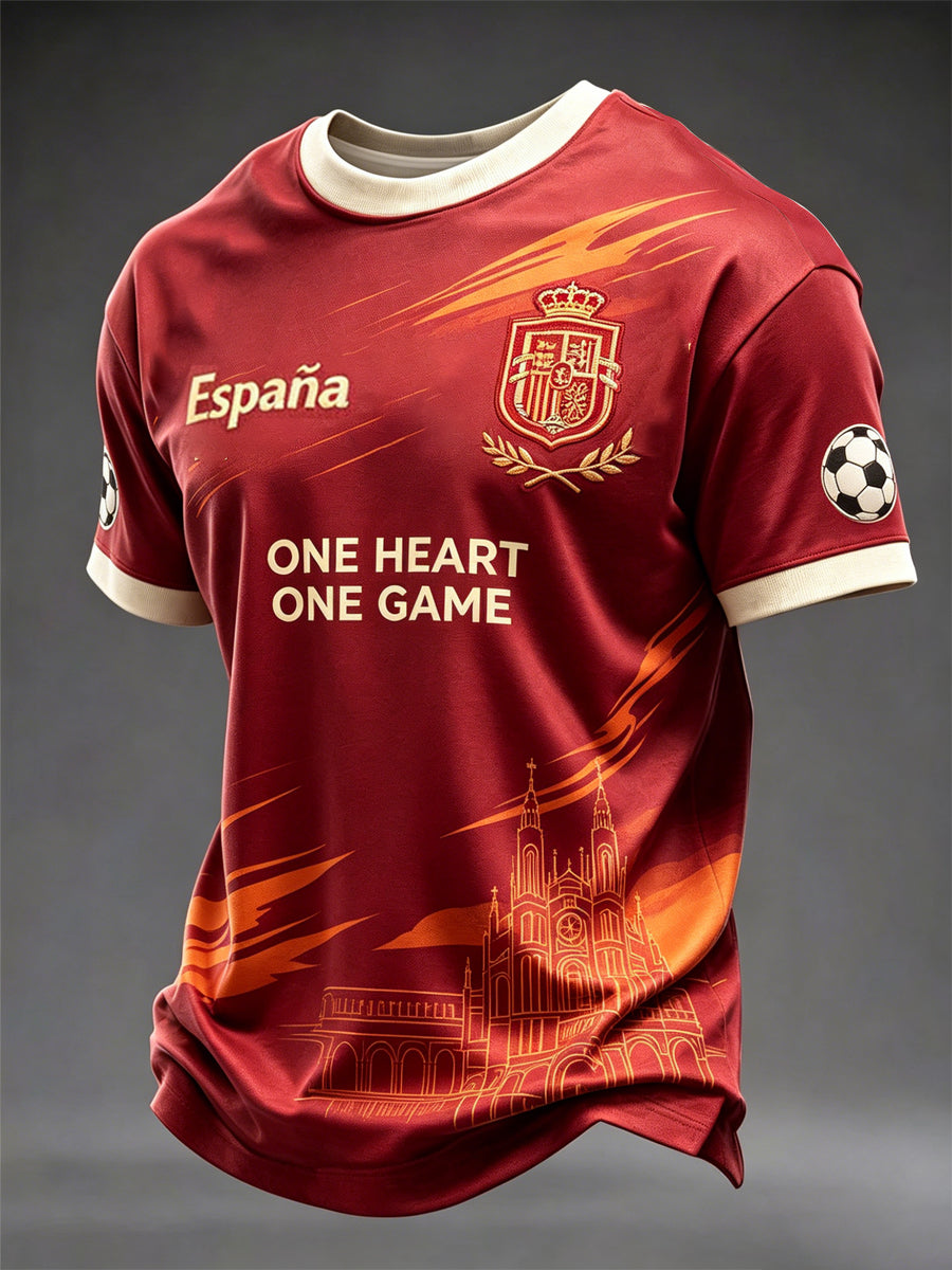Camiseta estampada de fútbol español para hombre