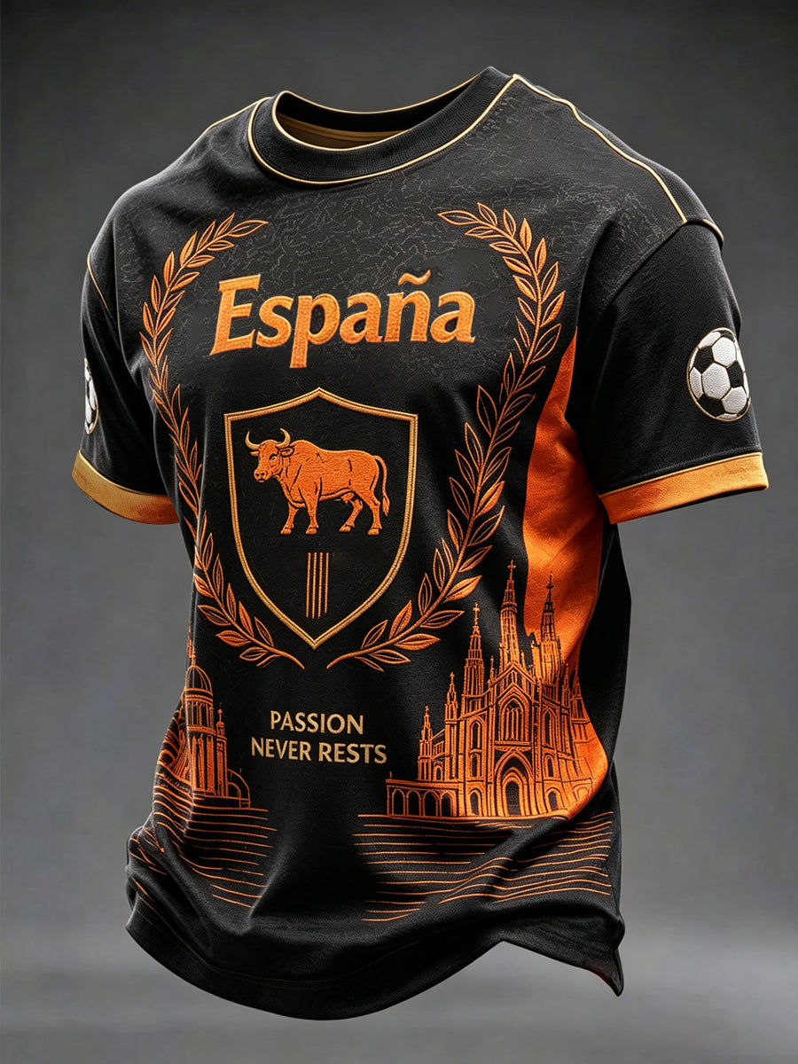 Camiseta estampada de fútbol español para hombre