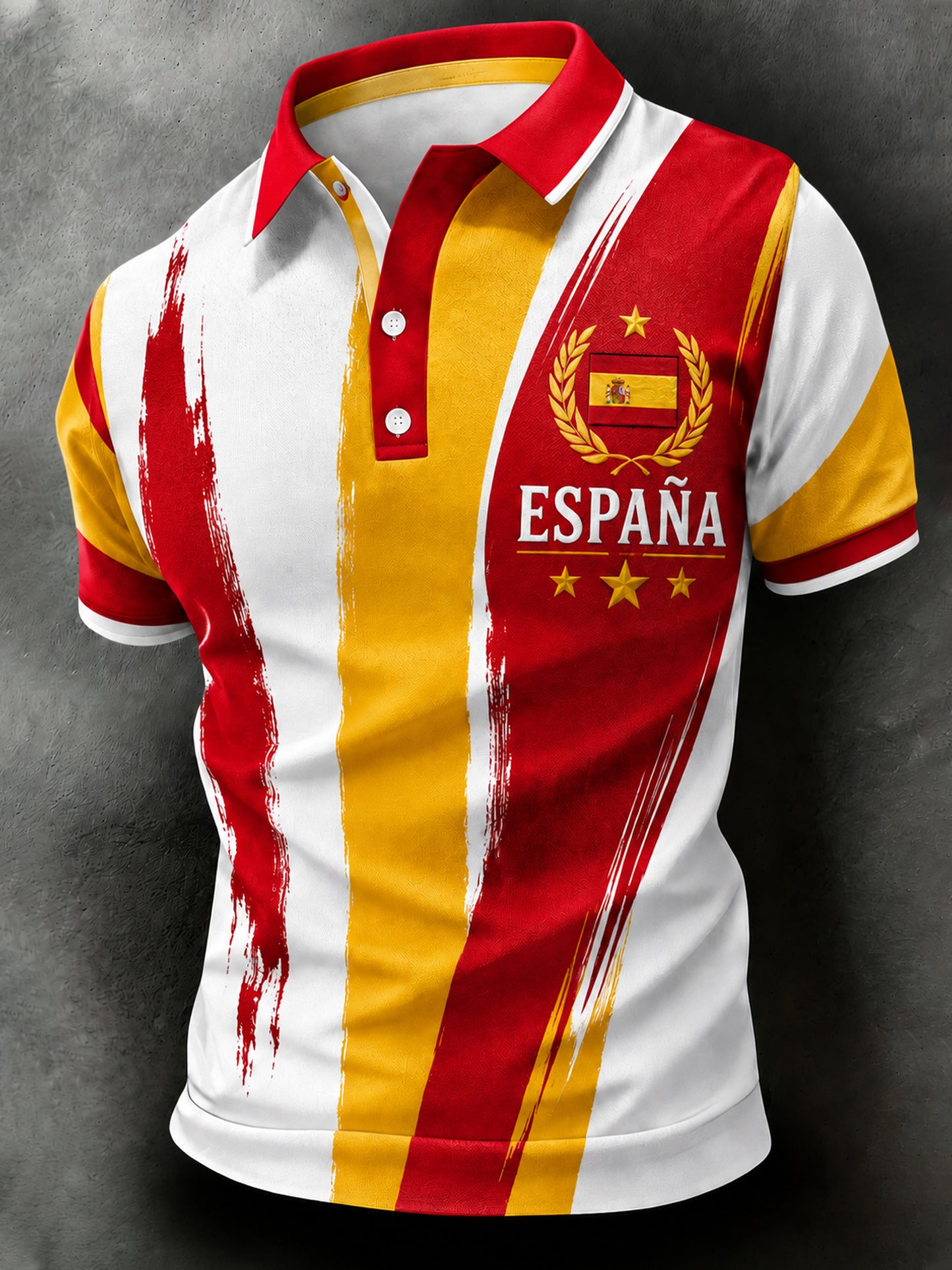 Camiseta polo con estampado de arte aficionado para partidos de fútbol español para hombre