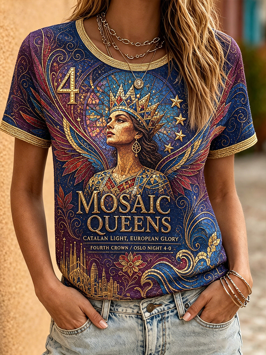 Camiseta estampada de la reina de Europa de Barcelona para mujer