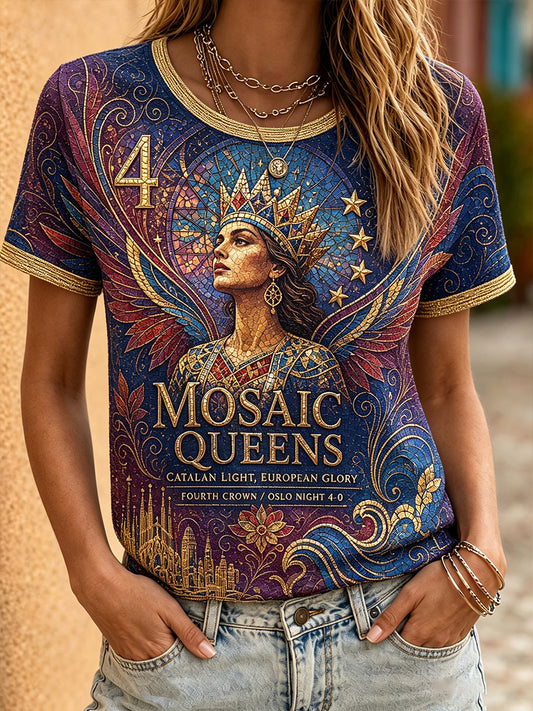 Camiseta estampada de la reina de Europa de Barcelona para mujer