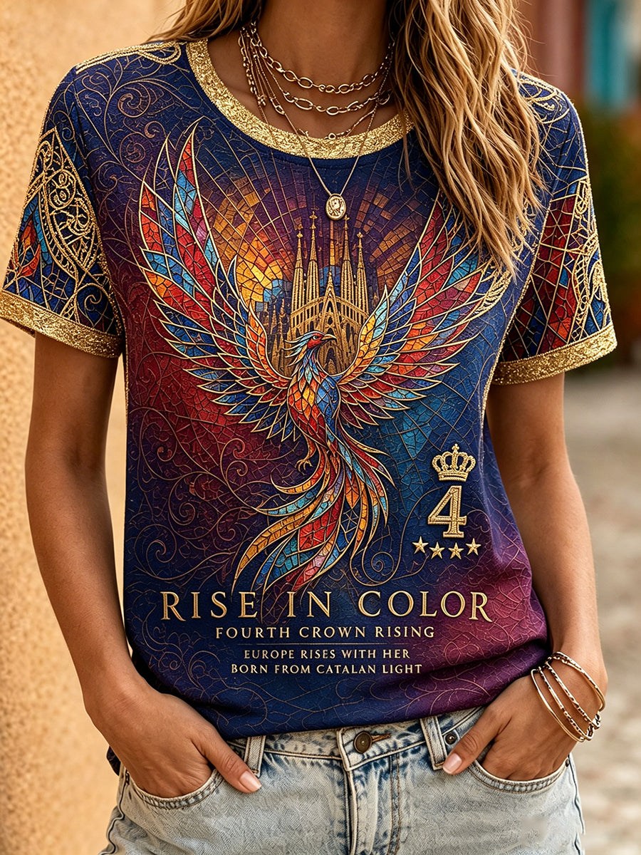 Camiseta estampada de la reina de Europa de Barcelona para mujer