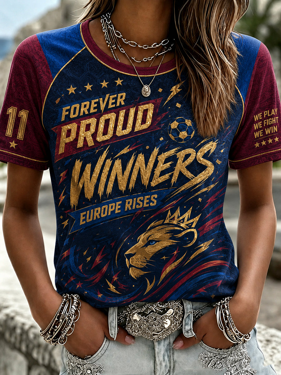 Camiseta retro de campeona de fútbol para mujer
