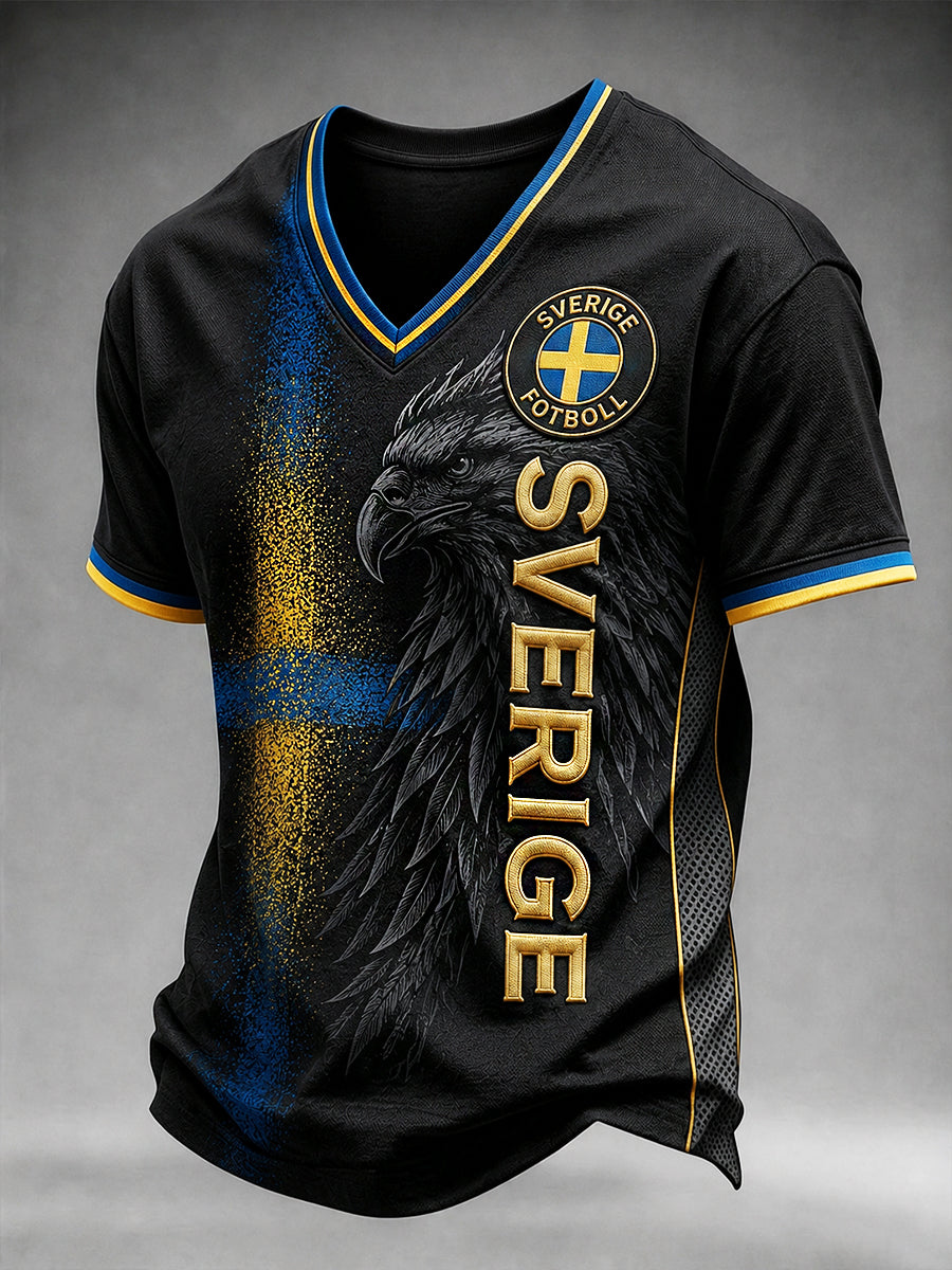 Retro Swedish Fútbol Fan Art Imprimir Casual Jersey