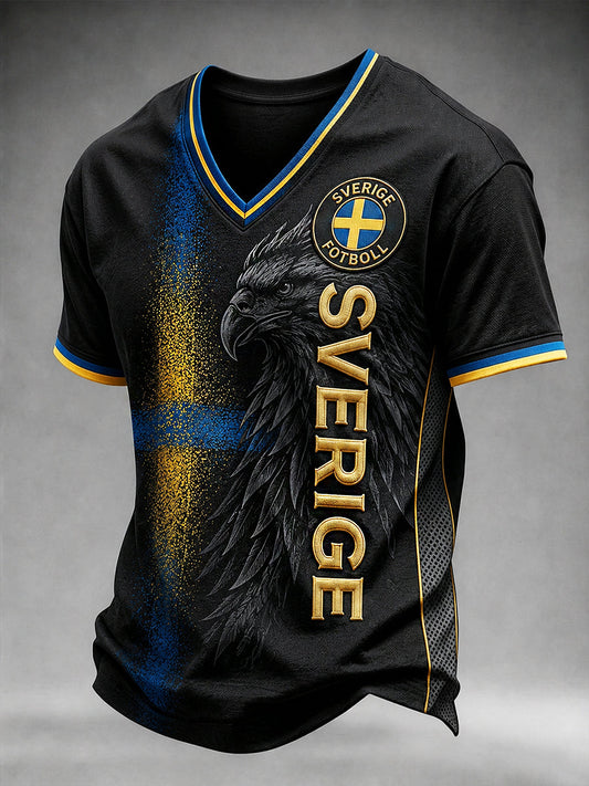 Retro Swedish Fútbol Fan Art Imprimir Casual Jersey