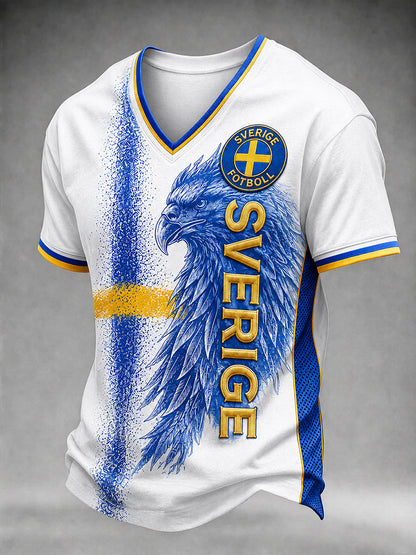 Retro Swedish Fútbol Fan Art Imprimir Casual Jersey