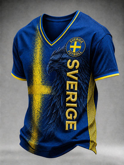 Retro Swedish Fútbol Fan Art Imprimir Casual Jersey