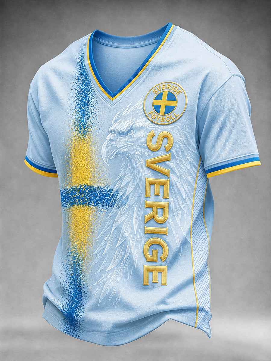 Retro Swedish Fútbol Fan Art Imprimir Casual Jersey