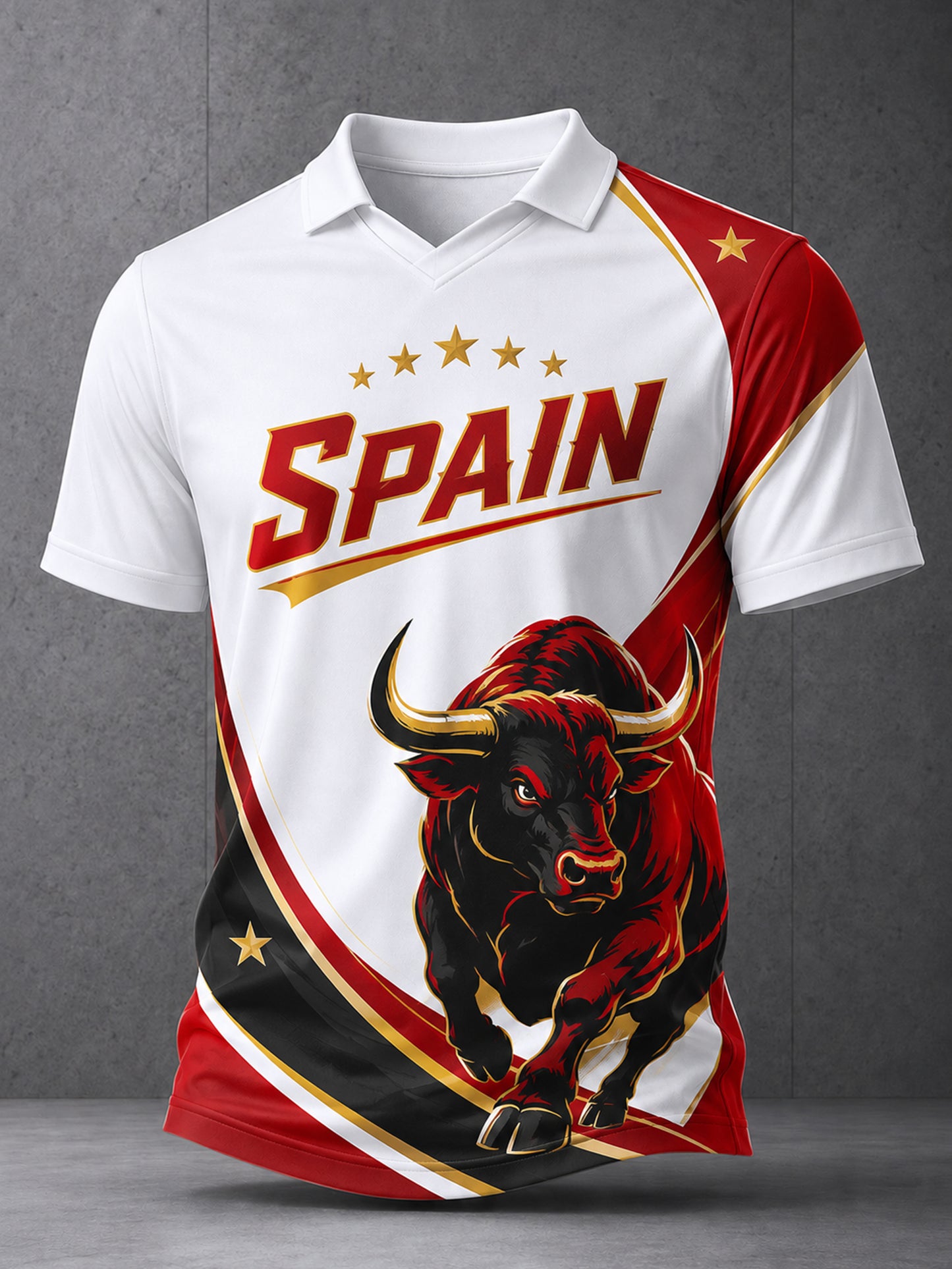 Top con cuello en V para hombre con estampado de cultura y arte de fanáticos del fútbol español