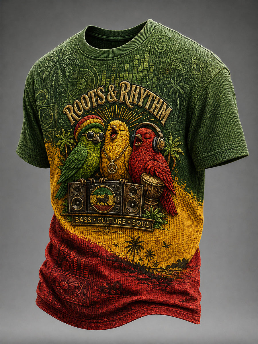 Fun Reggae Bird Casual Waffle-Weave Camiseta
