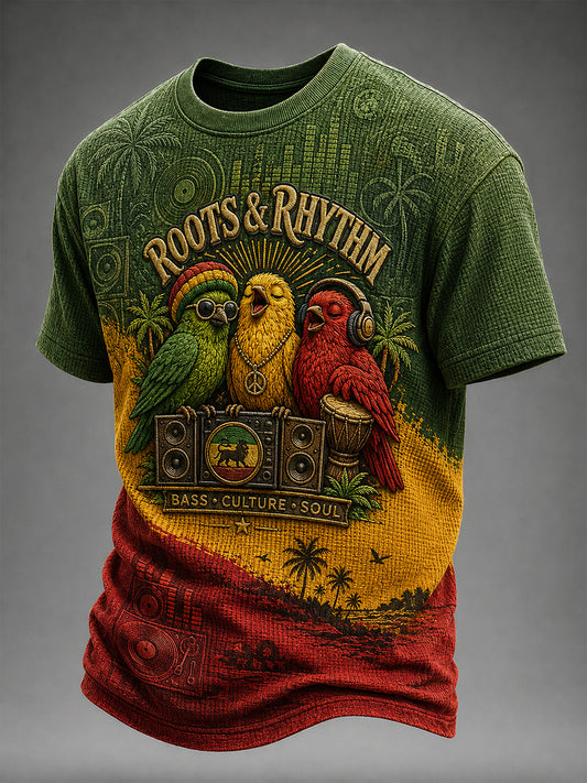 Fun Reggae Bird Casual Waffle-Weave Camiseta