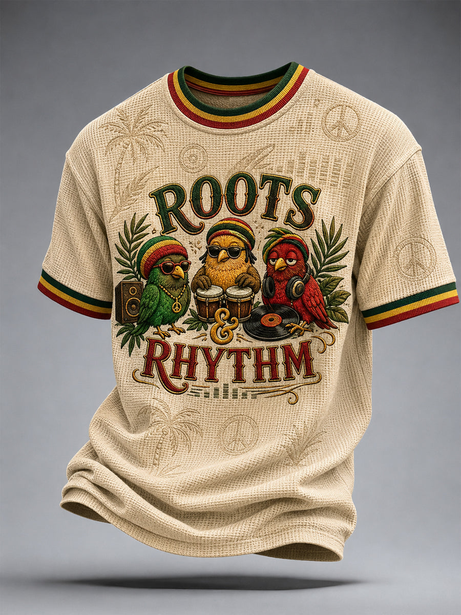 Casual Waffle-Weave camiseta para amantes de la diversión Reggae Fans