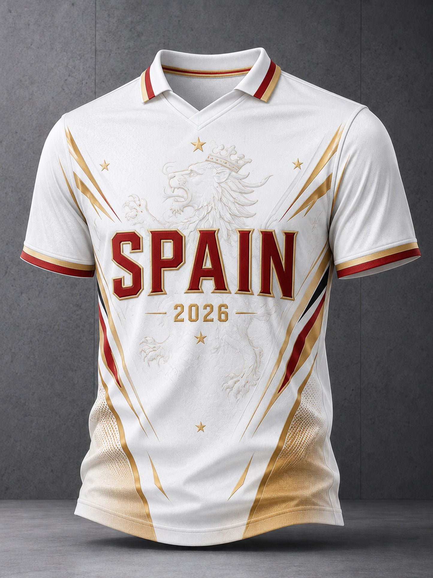 Camiseta de cuello en V con estampado de arte para aficionados al fútbol español para hombre