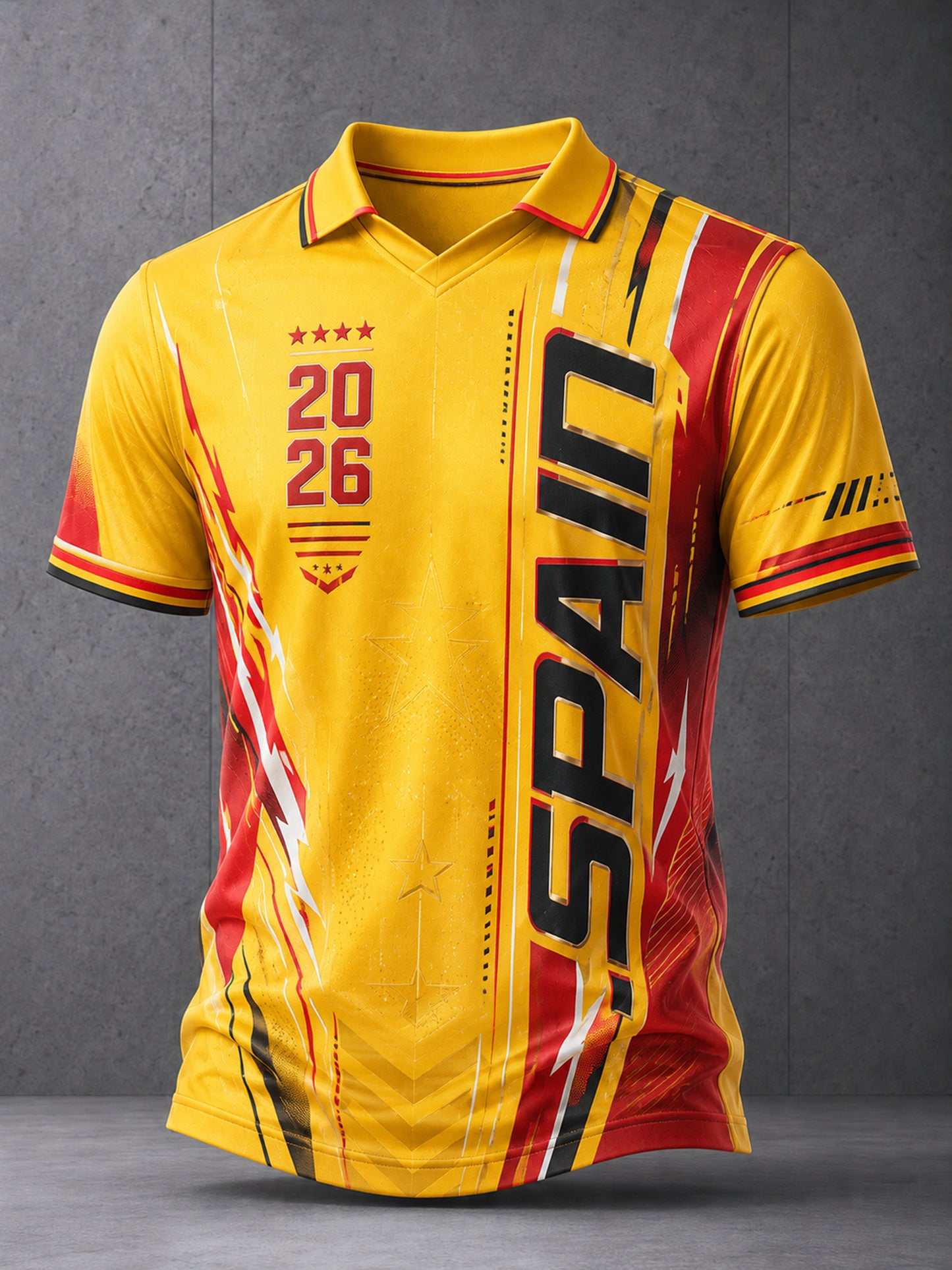 Camiseta de cuello en V con estampado de arte para aficionados al fútbol español para hombre