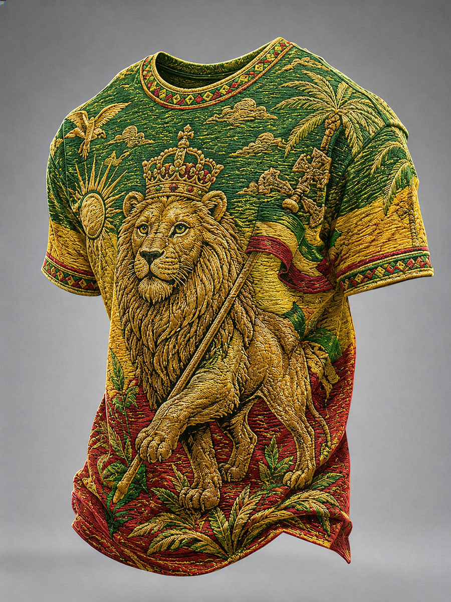 Camiseta casual con estampado de reggae para hombre