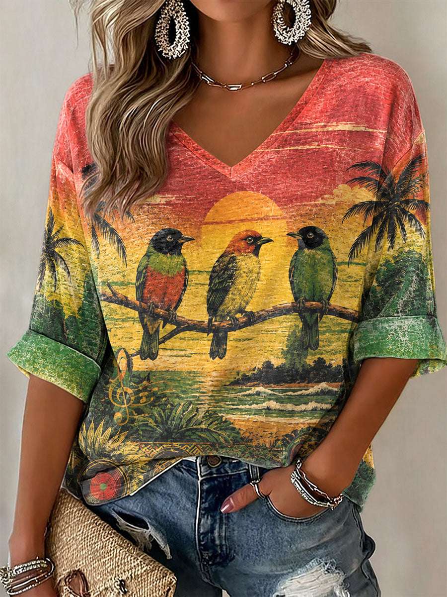 Camiseta casual estampada para mujer con la frase «Every Little Thing Is Gonna Be Alright»