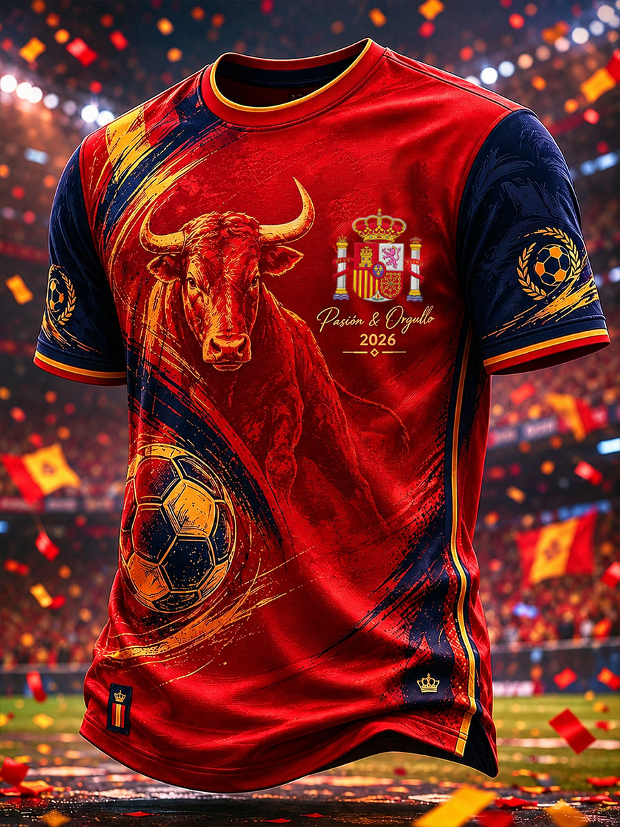 Camiseta manga corta amante del fútbol de España para hombre