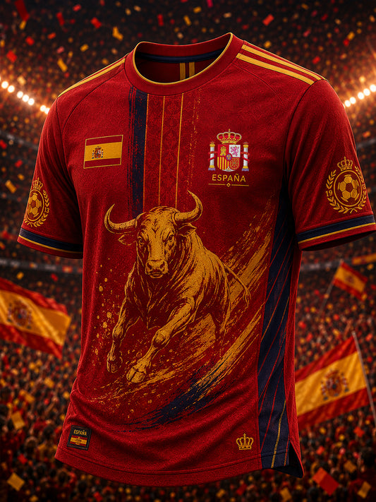 Camiseta de manga corta para hombres, amante del fútbol español