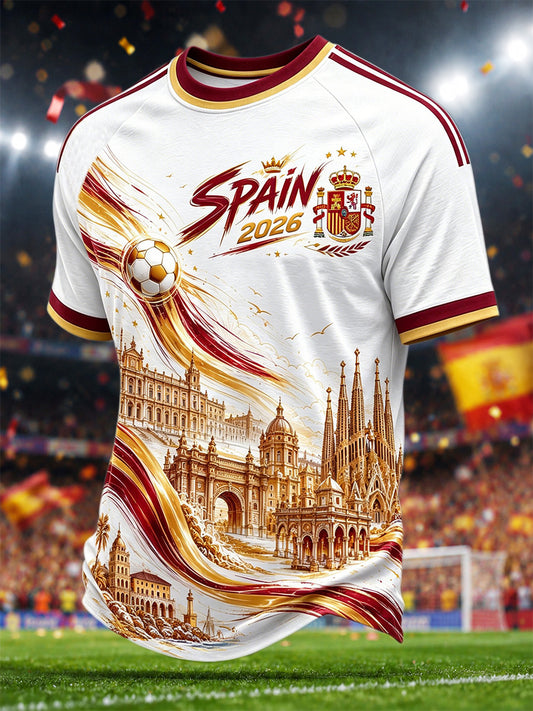 Camiseta casual estampada de regalo para hombres, aficionados al fútbol español
