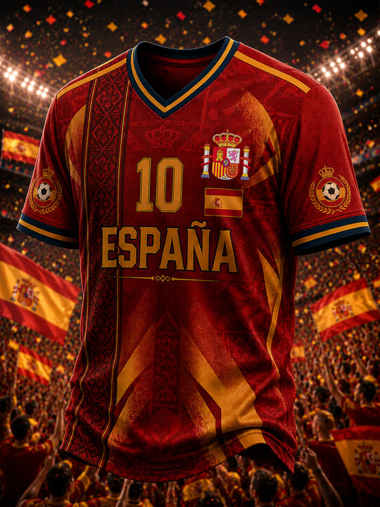 Camiseta de manga corta con cuello en V para hombre Spain Football Lover