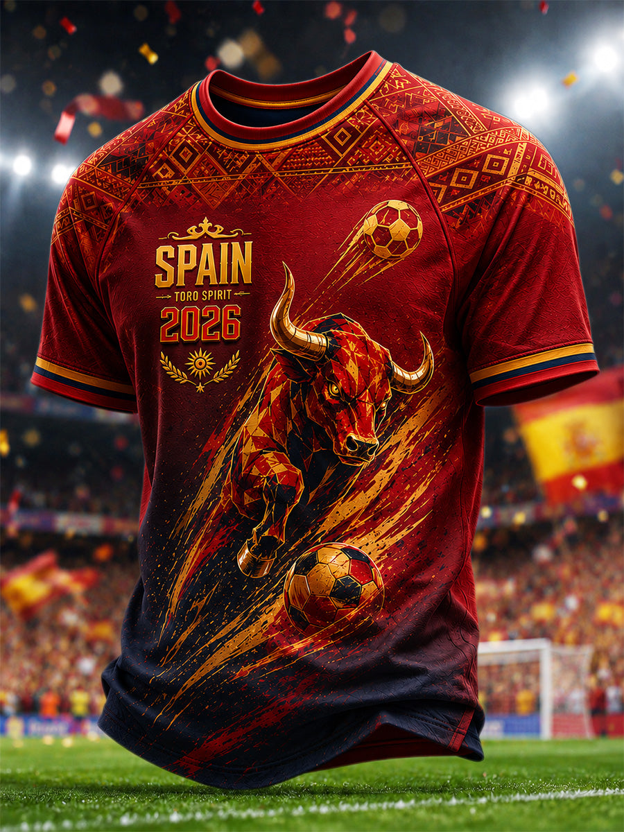 Camiseta casual estampada de regalo para hombres, aficionados al fútbol español