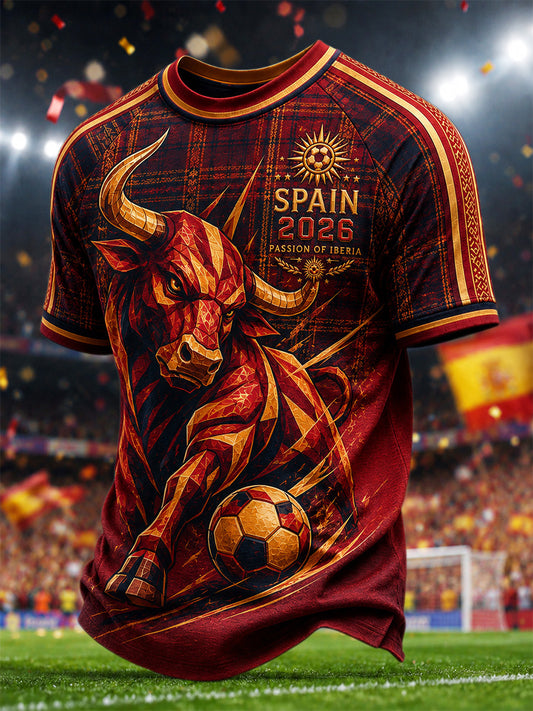 Camiseta casual estampada de regalo para hombres, aficionados al fútbol español