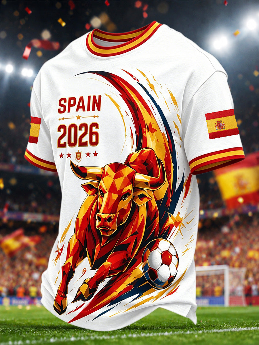 Camiseta casual estampada de regalo para hombres, aficionados al fútbol español