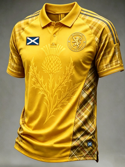 Men's SCOTLAND Printed three buttons shoulder sleeve