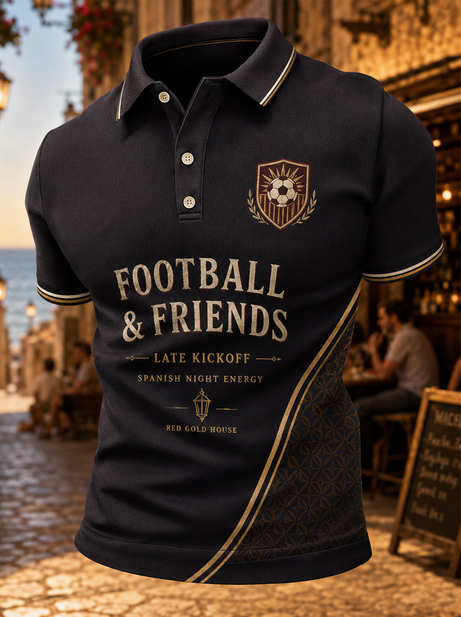 Polo casual con estampado para hombres, regalo para aficionados al fútbol