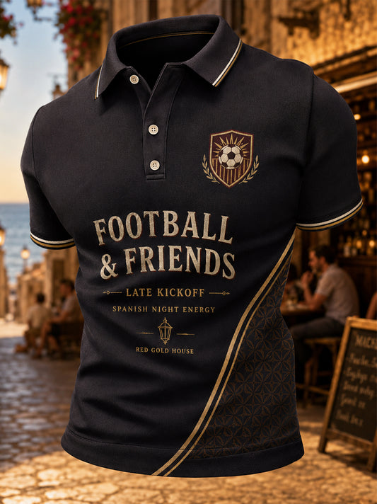 Polo casual con estampado para hombres, regalo para aficionados al fútbol