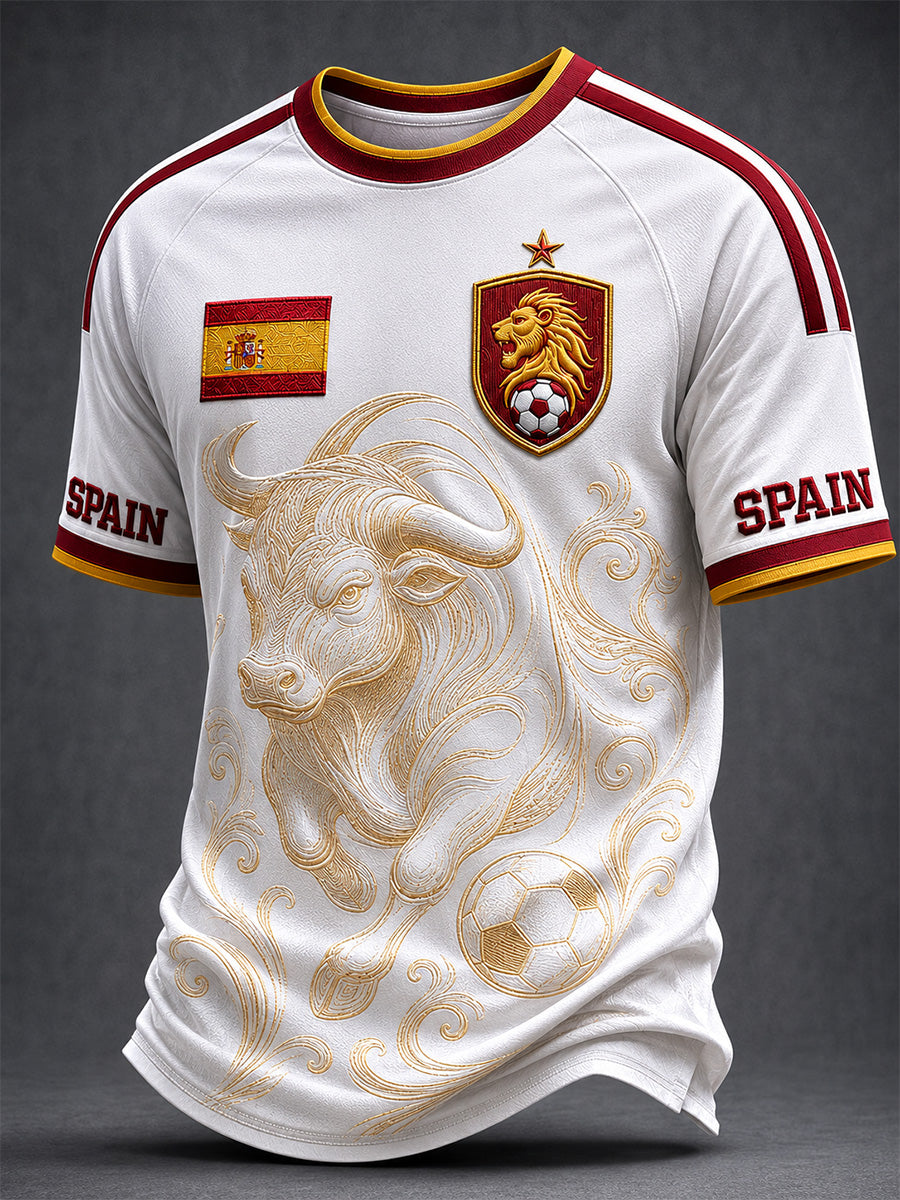 Camiseta casual estampada de regalo para hombres, aficionados al fútbol español