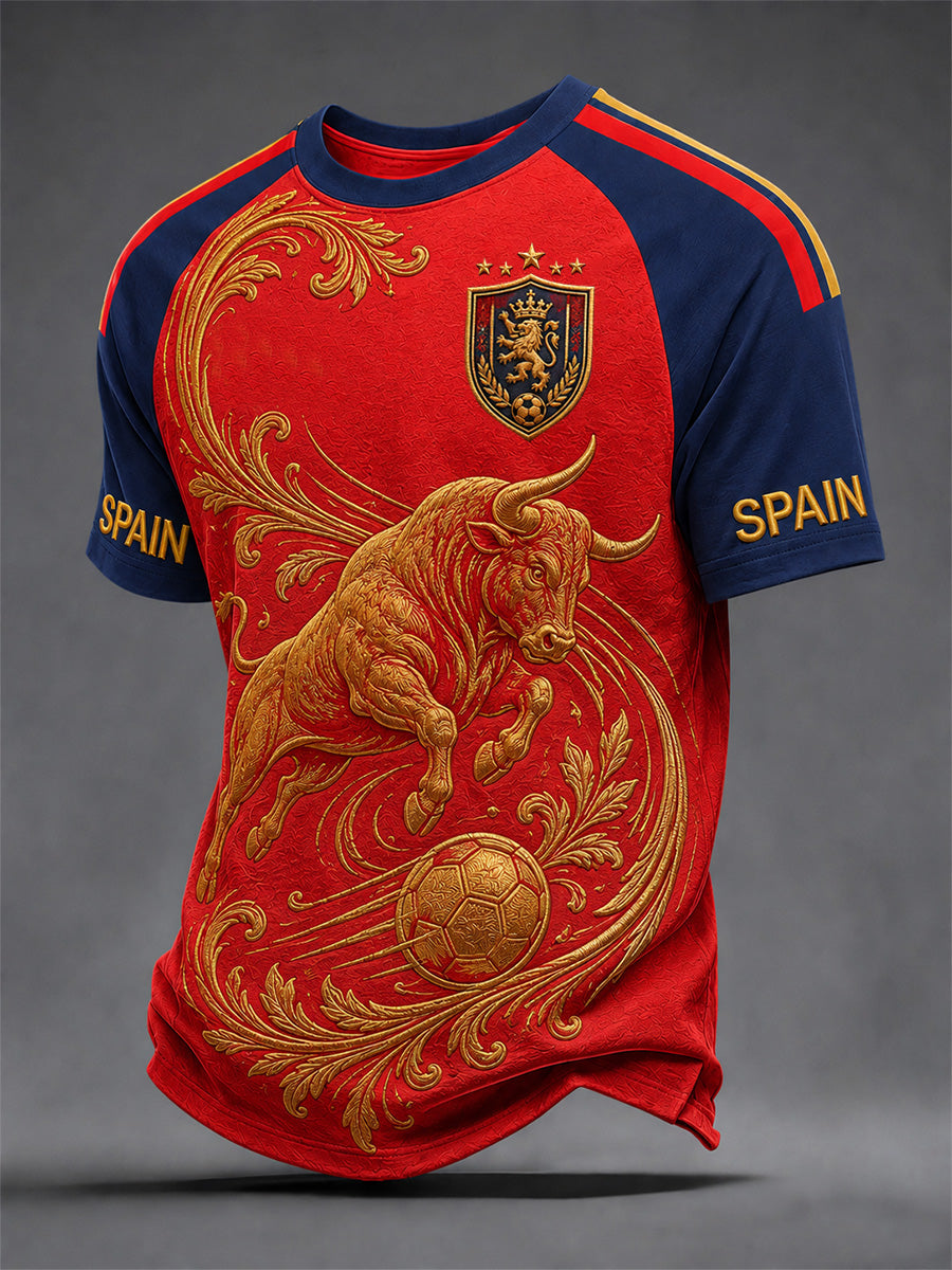 Camiseta casual estampada de regalo para hombres, aficionados al fútbol español